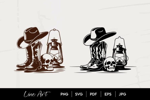 Cowboy Boots Hat Skull Lantern Art Review