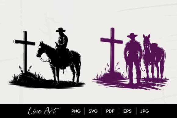 Cowboy Horse Cross Silhouette Art Review