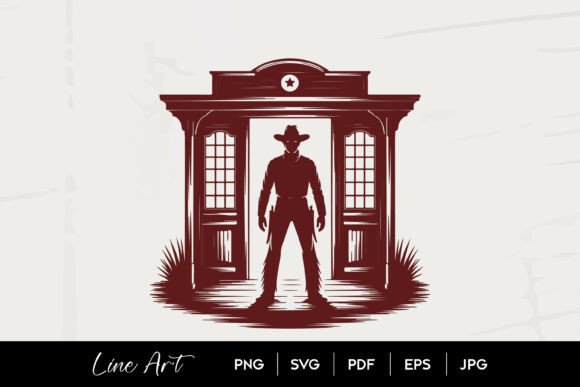 Cowboy Saloon Silhouette Line Art: A Designer's Review