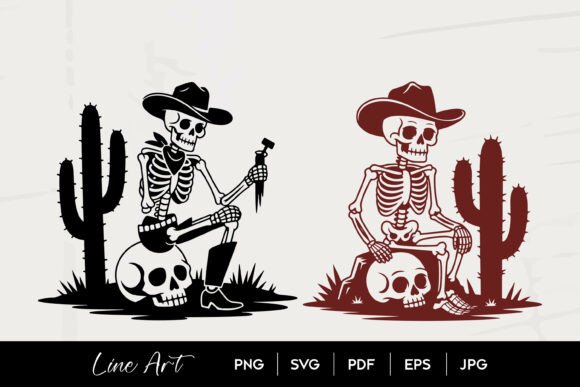Cowboy Skeleton Cactus Line Art: A Designer's Review