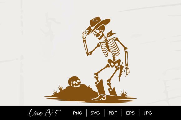 Cowboy Skeleton Grave Line Art: A Designer's Review