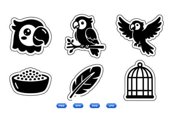 Cute Parrot Sticker SVG Set: A Designer's Review for Embroidery