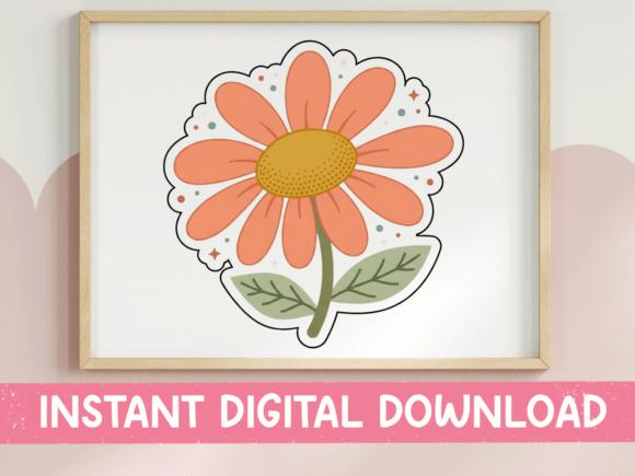 Retro Peach Daisy Flower Sticker: A Designer's Review