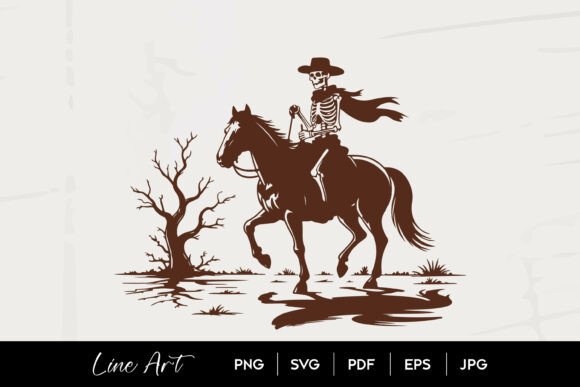 Skeleton Cowboy Horse Line Art: A Designer's Review