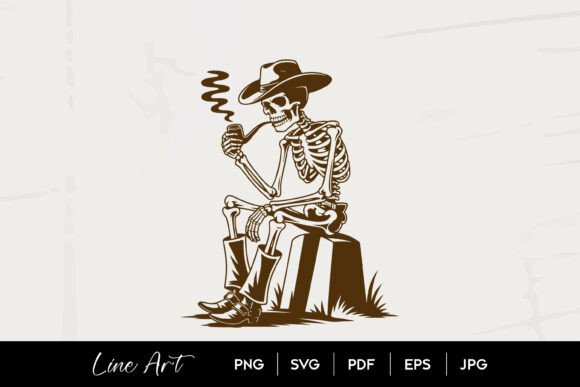 Skeleton Cowboy Smoking Pipe Art: A Designer's Review